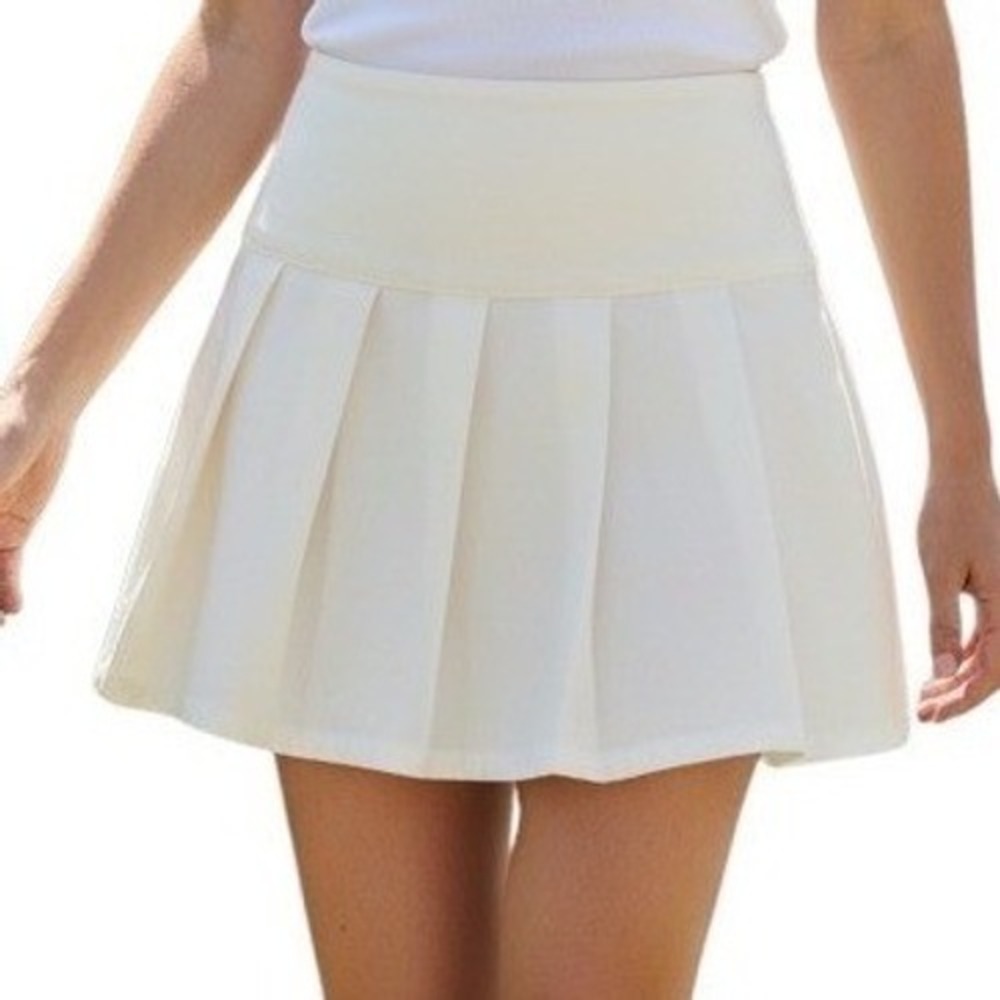 Forever21 White‎ Pleated Tenniscore Skirt Mini Skater Varsity Y2K Coquette Large